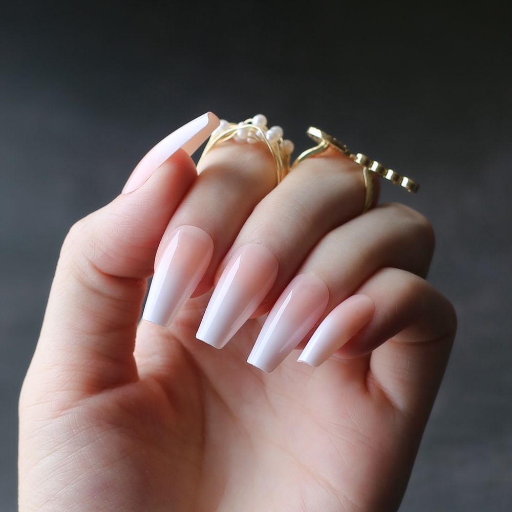 Nail Art Ombre Pink - Super Panjang Telanjang Ombre Bahasa Perancis