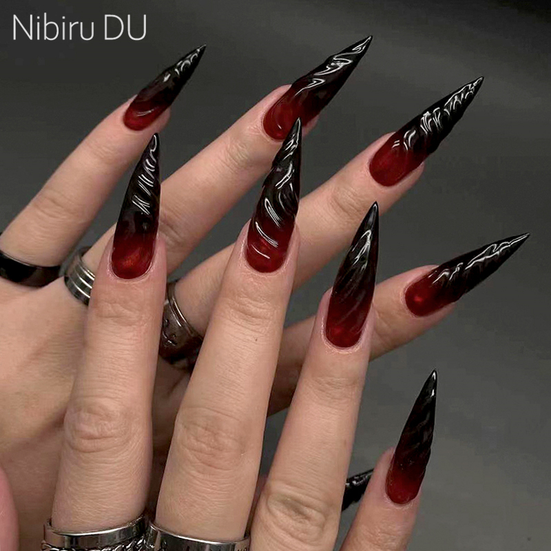 Nail Art Vampire - 24 Buah Set Kuku Tekan Darah