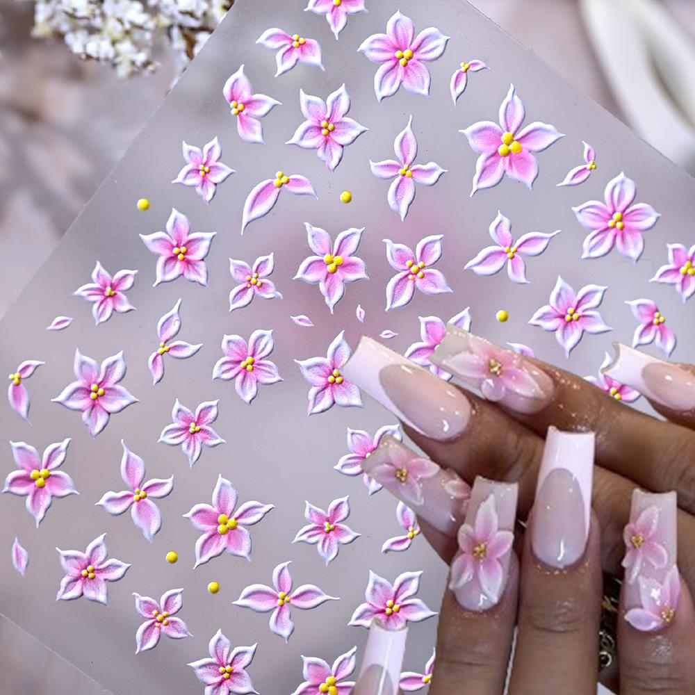 Nail Art Ombre Pink - 1 Buah Stiker Seni Kuku Bunga