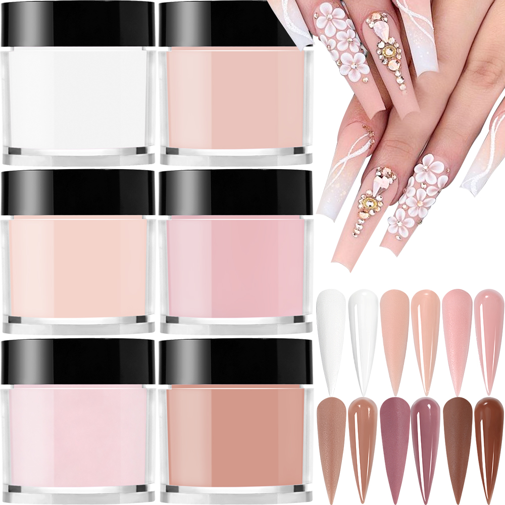 Acrylic Powder Clear - 6 warna/Set bubuk akrilik profesional Pink
