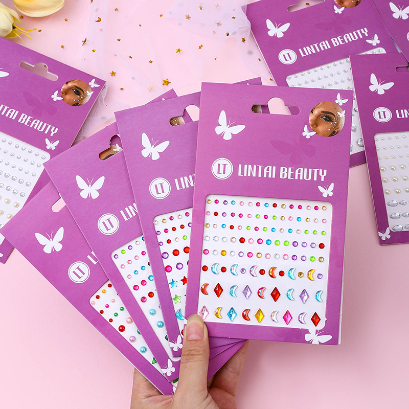 Rhinestone Nail Gem - Stiker Permata Wajah Laris Manis, Perekat