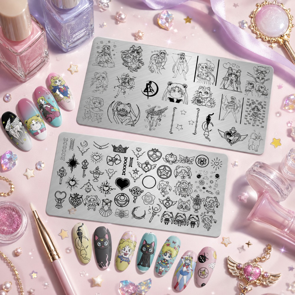 Pelat Stamping Kuku Anime Sail - Nail Art Maroon ulasan dan harga