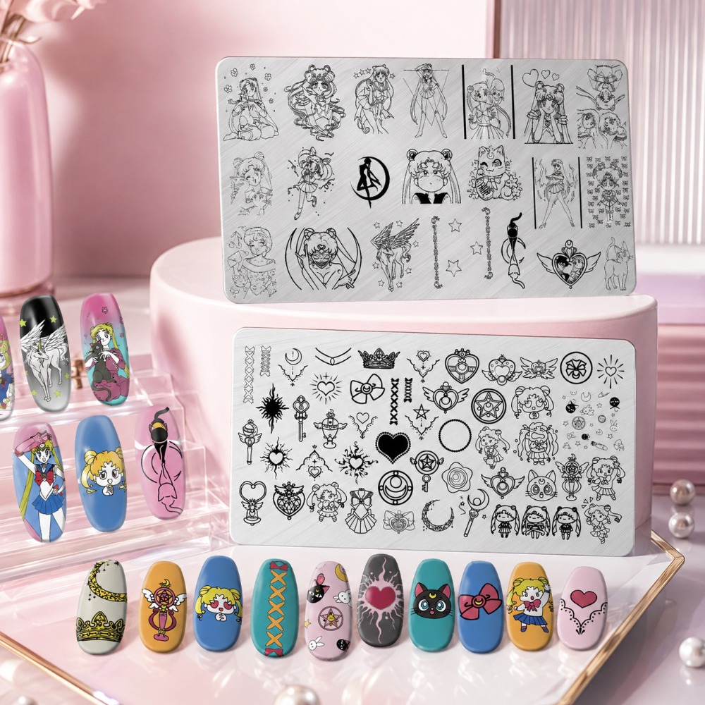 Pelat Stamping Kuku Anime Sail - Nail Art Maroon ulasan dan harga