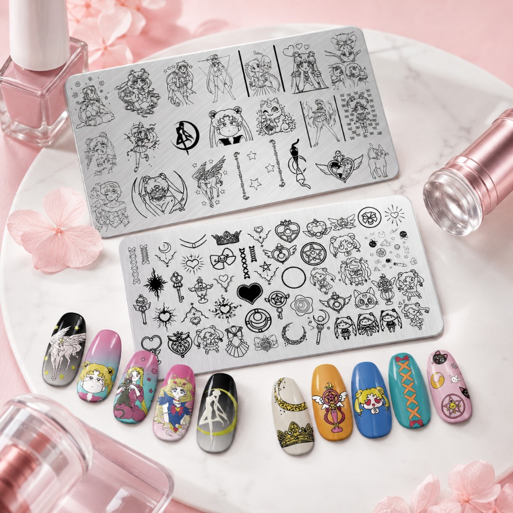 Pelat Stamping Kuku Anime Sail - Nail Art Maroon ulasan dan harga