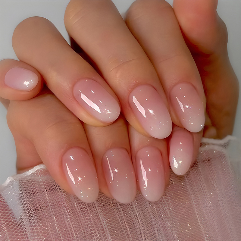 24 buah Oval pendek merah muda - Nail Art Ombre Pink ulasan dan harga