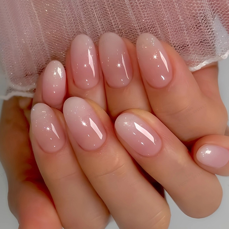 24 buah Oval pendek merah muda - Nail Art Ombre Pink ulasan dan harga