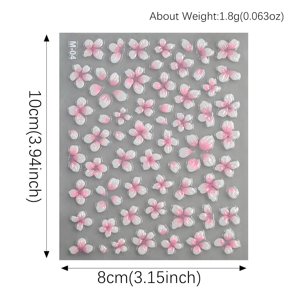 1Pc Stiker Kuku 3D Desain Ombr - Nail Art Ombre Pink ulasan dan harga