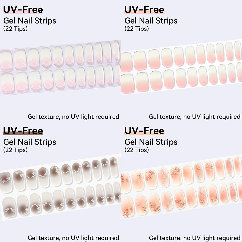 Stiker Kuku Gel UV FREE 22 Tip - Nail Art Ombre Pink ulasan dan harga