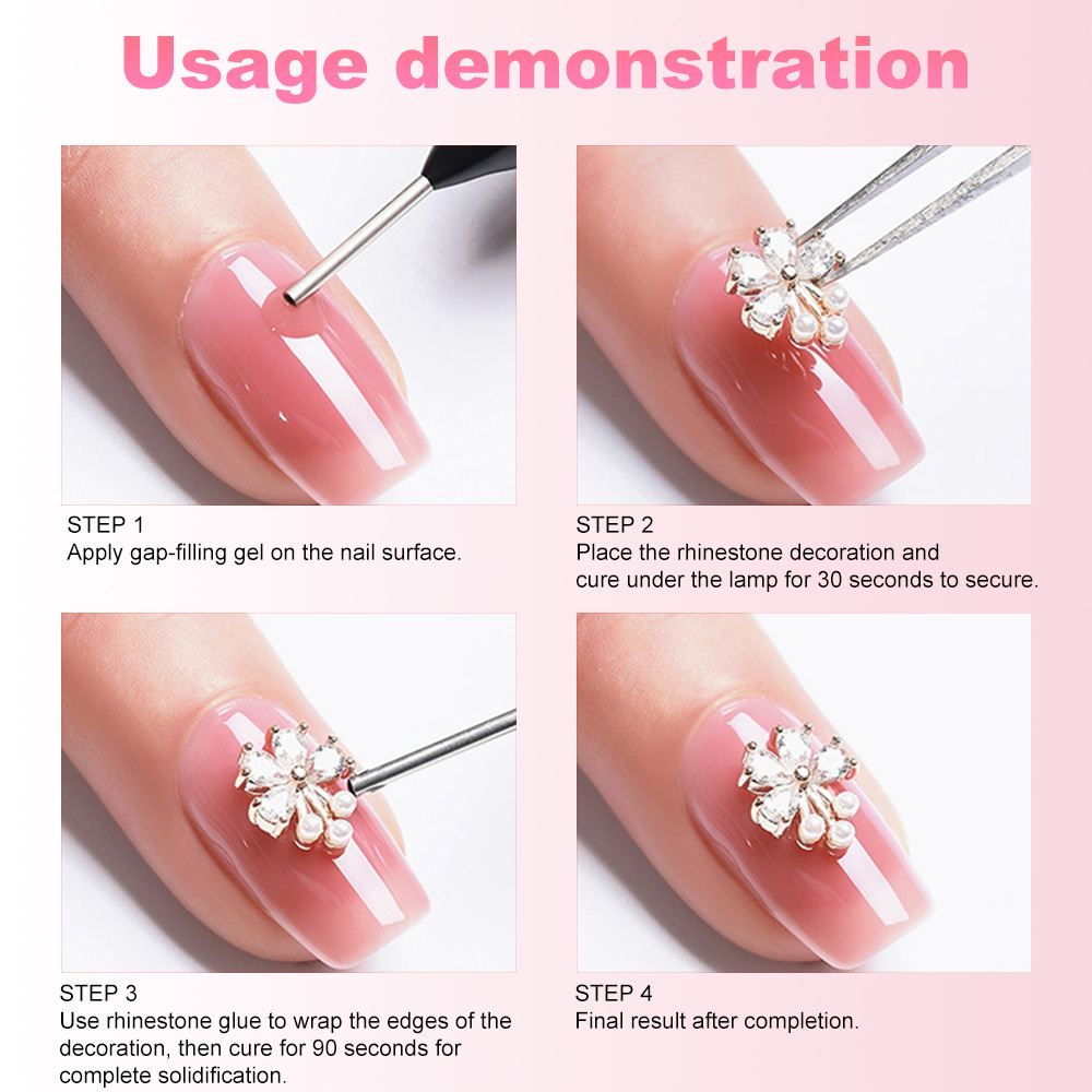Lem Rhinestone Kuku, Gel 3D Pe - Rhinestone Nail Gem ulasan dan harga