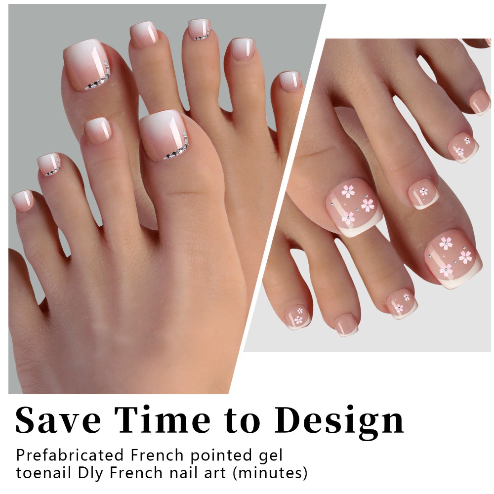 Kuku Kaki Palsu Bentuk Kotak P - Nail Art Ombre Pink ulasan dan harga