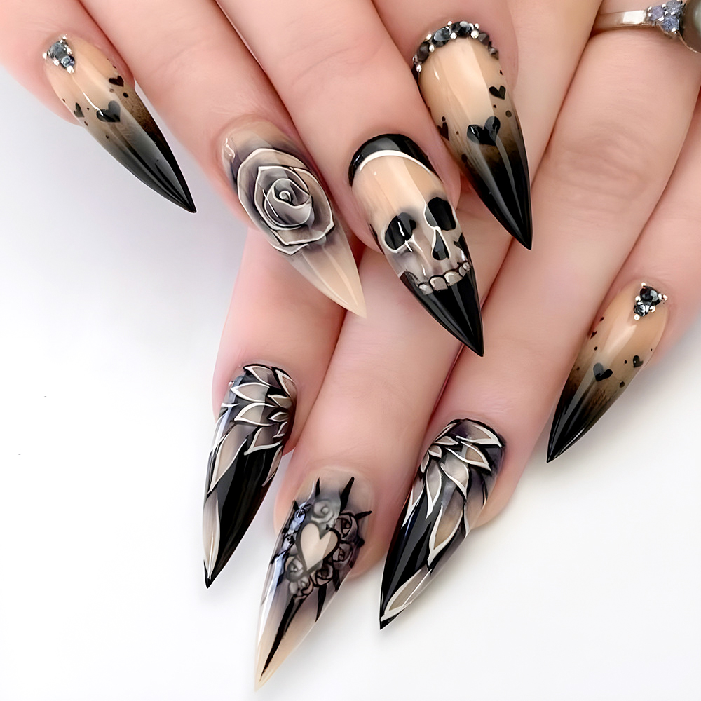 24 buah hitam gradien tengkora - Nail Art Vampire ulasan dan harga