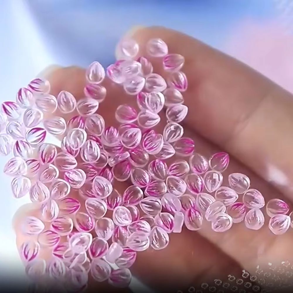 100Pcs Hiasan Kuku Resin Bunga - Nail Art Ombre Pink ulasan dan harga