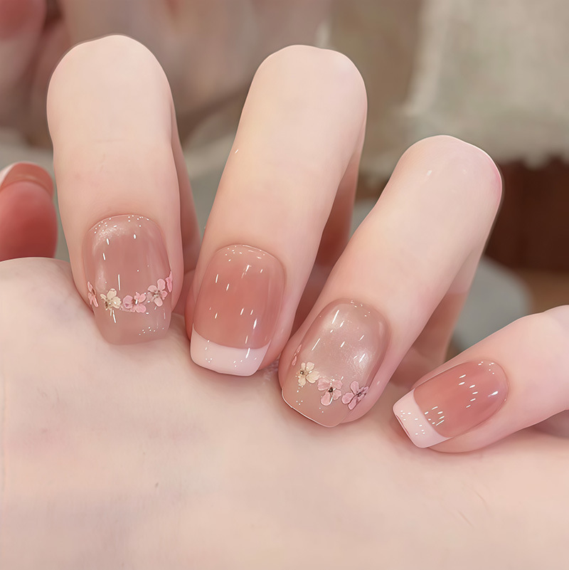 24pcs Kuku Palsu Pendek Warna  - Nail Art Ombre Pink ulasan dan harga